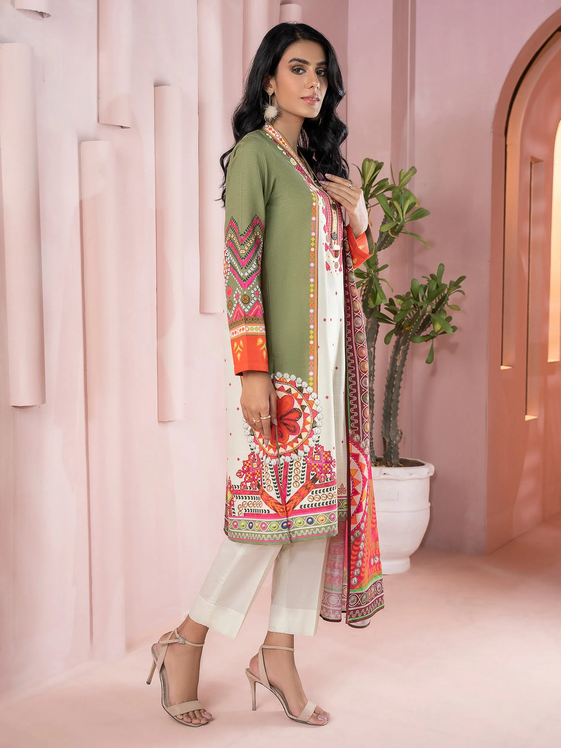 2 Piece Khaddar Suit-Printed (Unstitched)