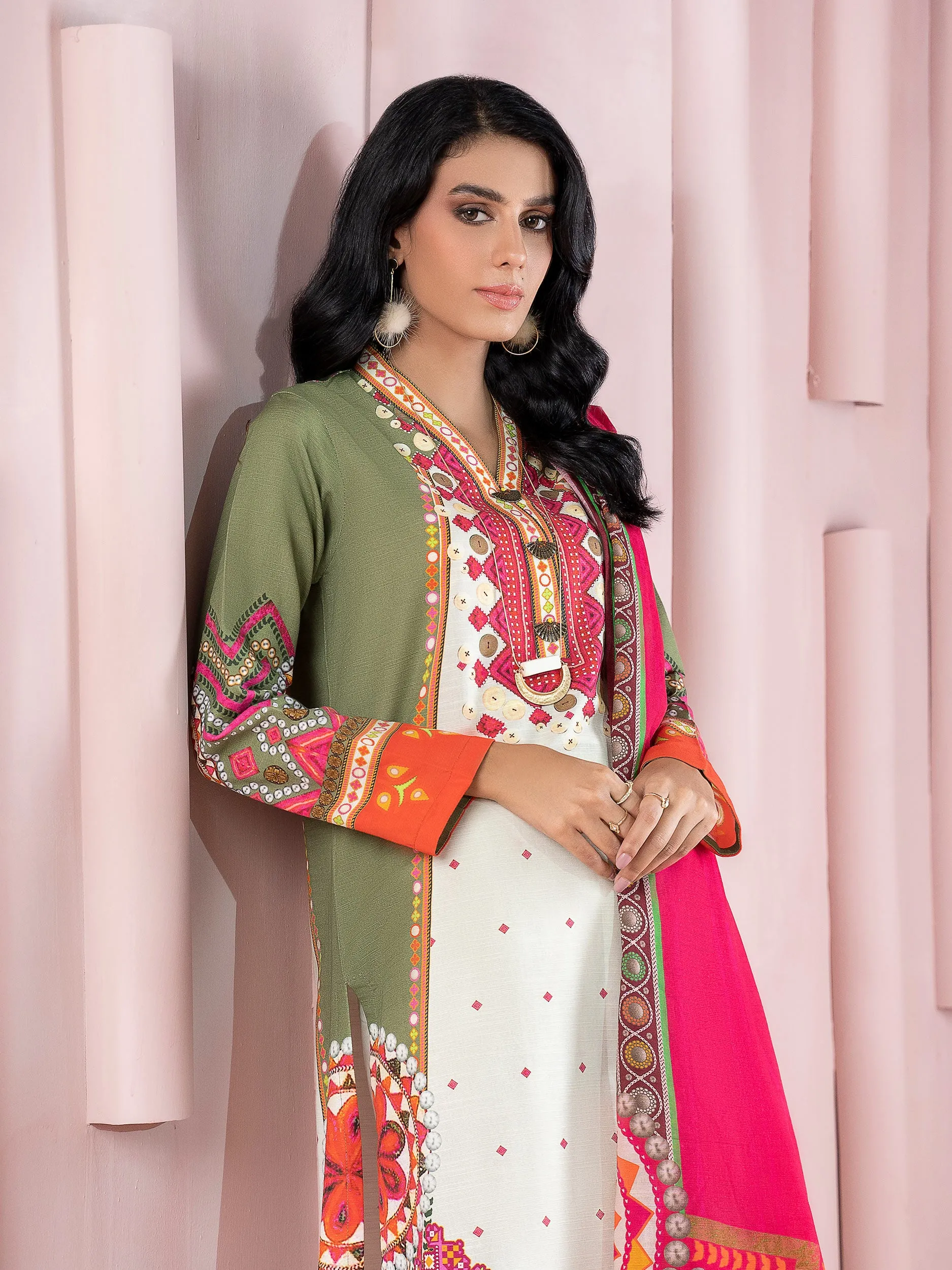 2 Piece Khaddar Suit-Printed (Unstitched)