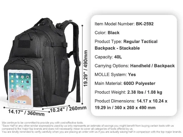 Backpack With Molle Design And Sponge Pad For Men And Women