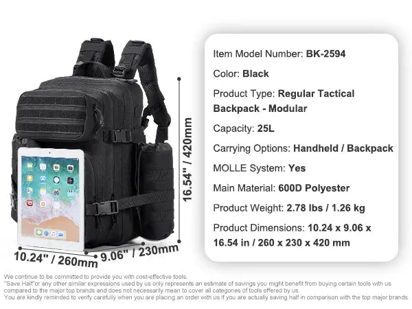 Backpack With Molle Design And Sponge Pad For Men And Women