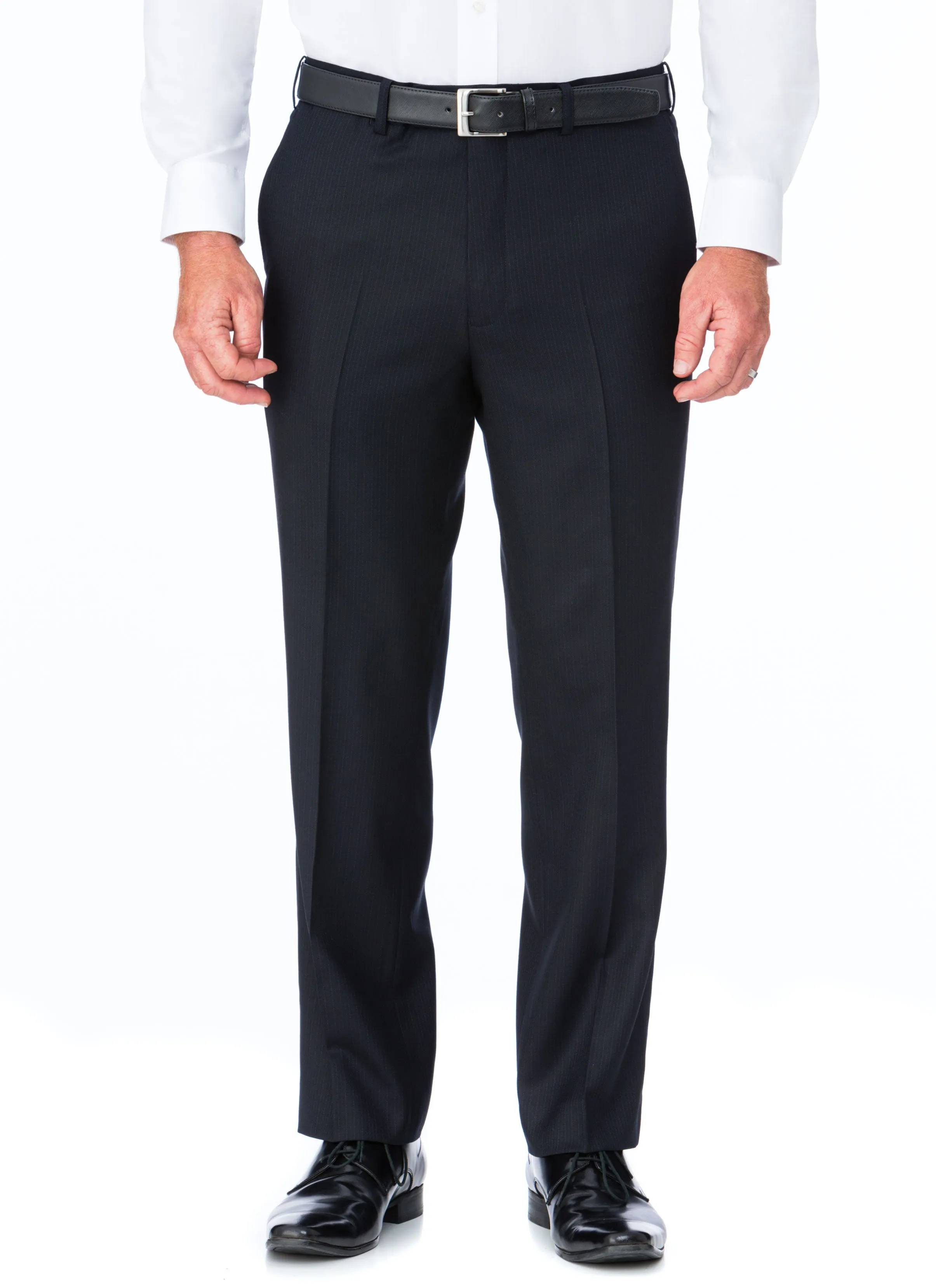 BANYAN NAVY PURE WOOL PINSTRIPE SUIT