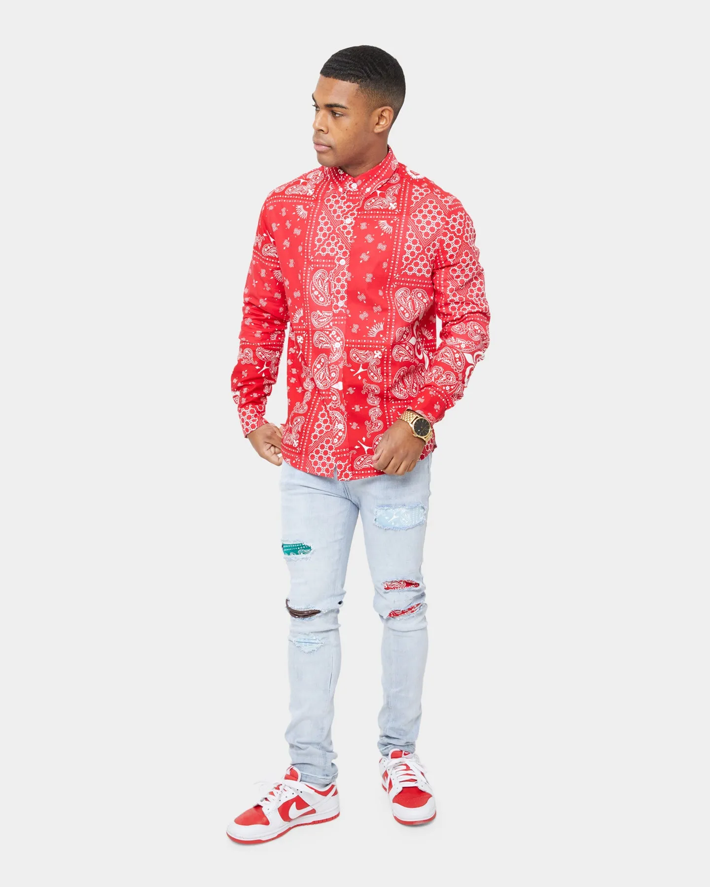 Carre Bandana Ultra Flannel Shirt Red