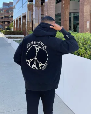 Carre Peace Button Up Hoodie Washed Black