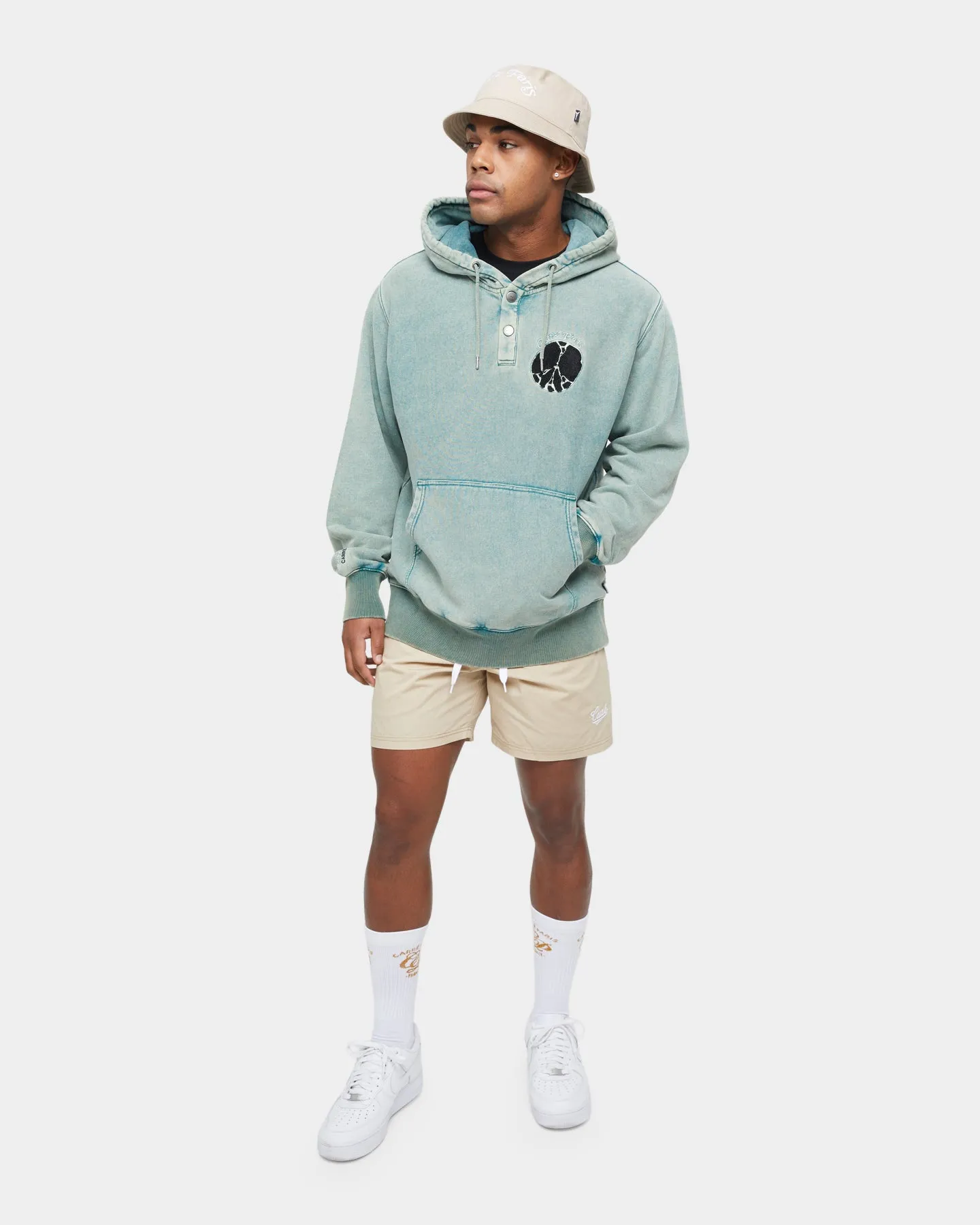 Carre Peace Button Up Hoodie Washed Green