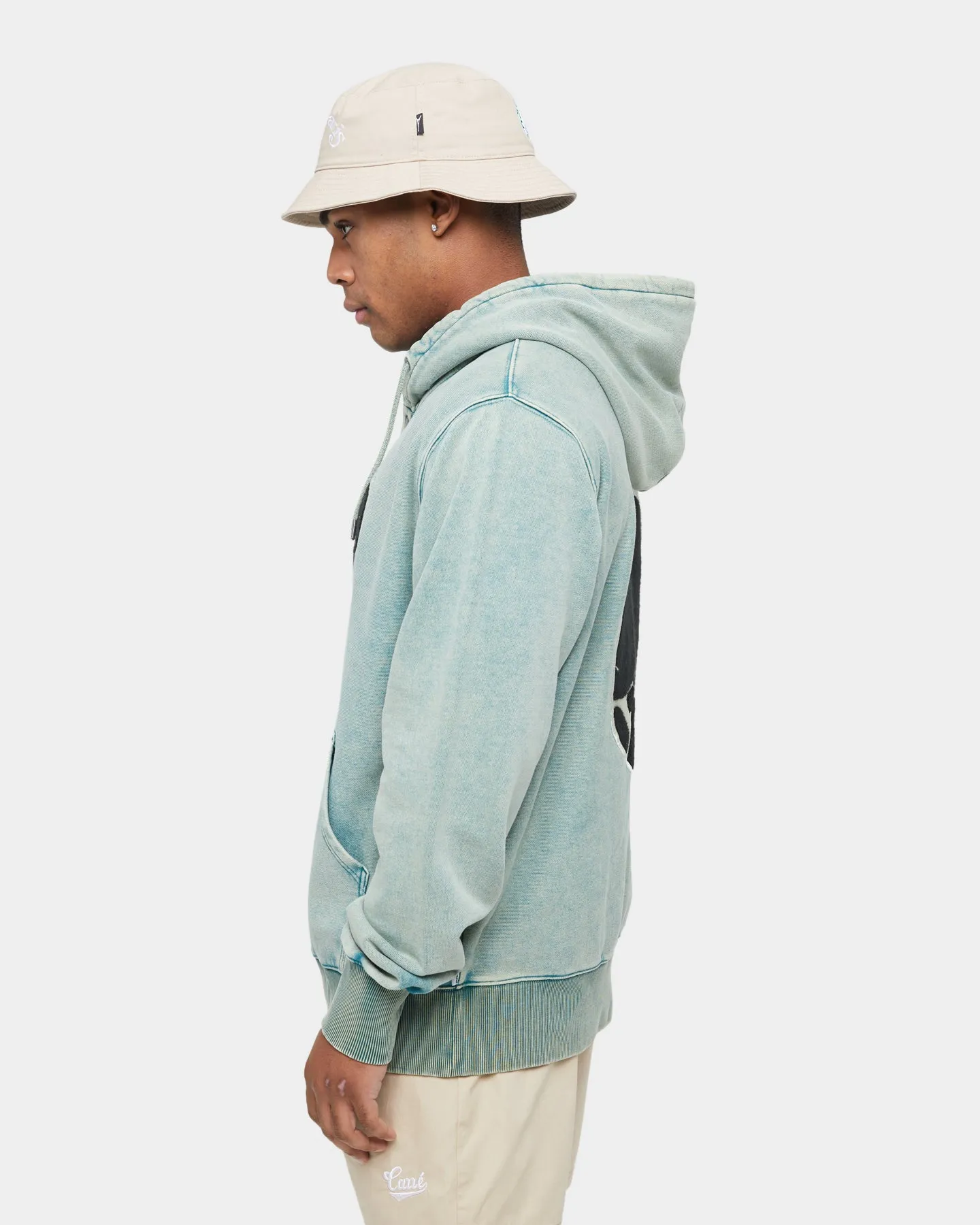 Carre Peace Button Up Hoodie Washed Green