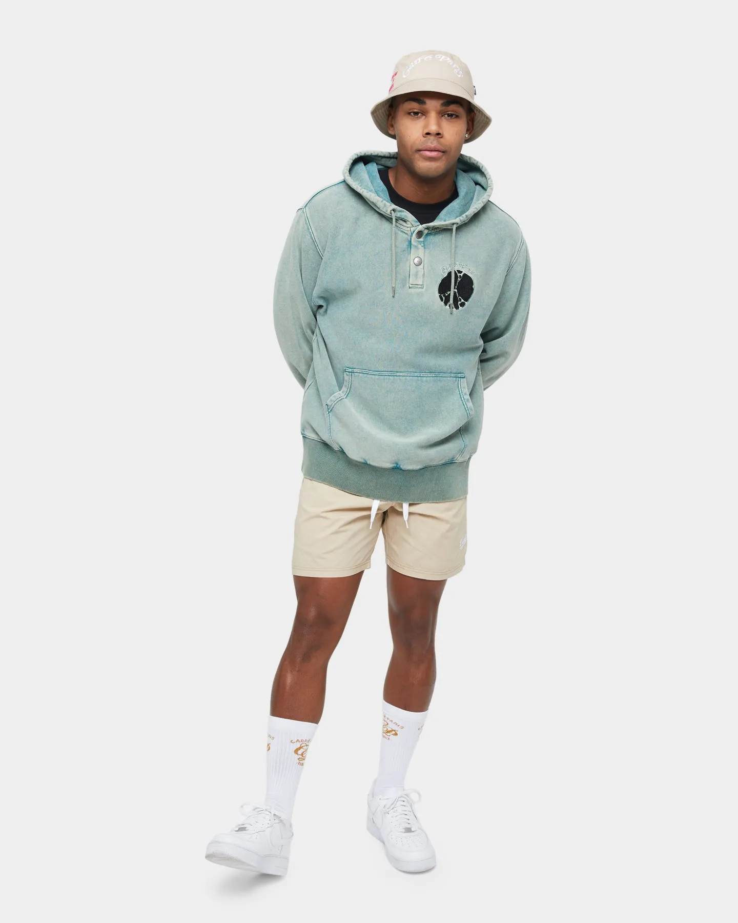 Carre Peace Button Up Hoodie Washed Green