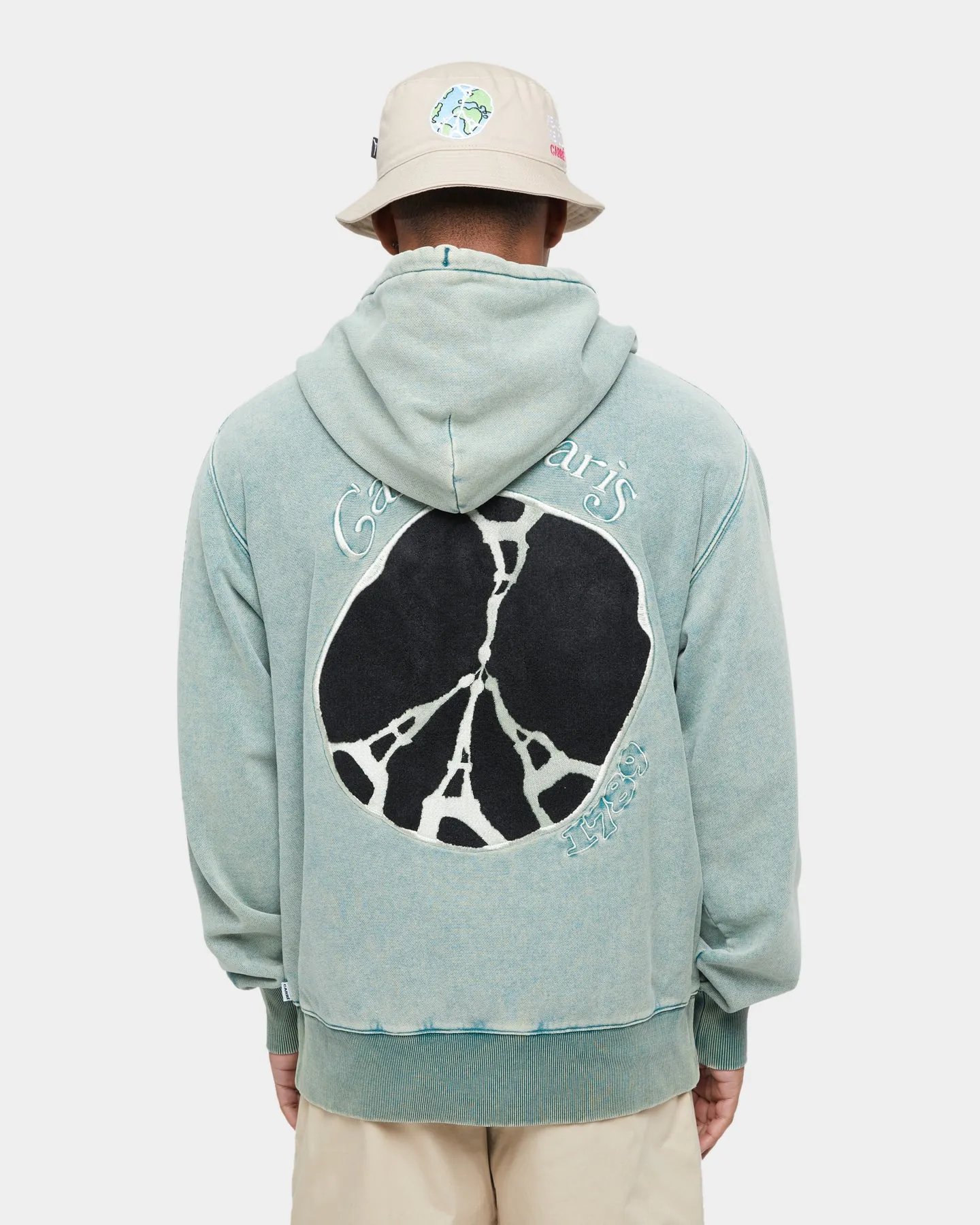 Carre Peace Button Up Hoodie Washed Green