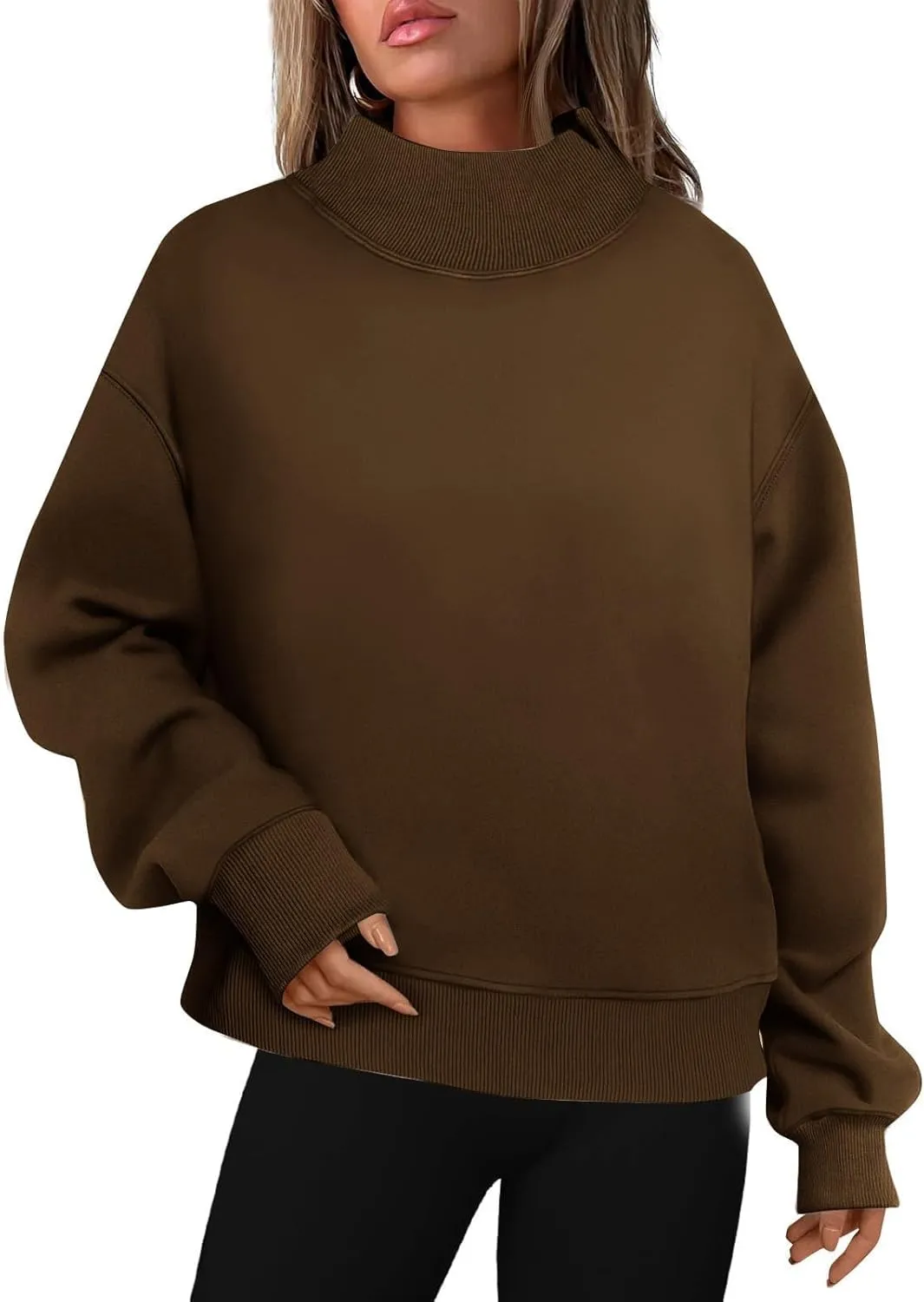 Ceboyel Fall Sweatshirts For Women 2023 Oversized Pullover Shirts High Neck Long Sleeve Tops Y2K Trendy Fashion Clothing