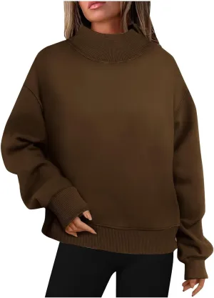 Ceboyel Fall Sweatshirts For Women 2023 Oversized Pullover Shirts High Neck Long Sleeve Tops Y2K Trendy Fashion Clothing