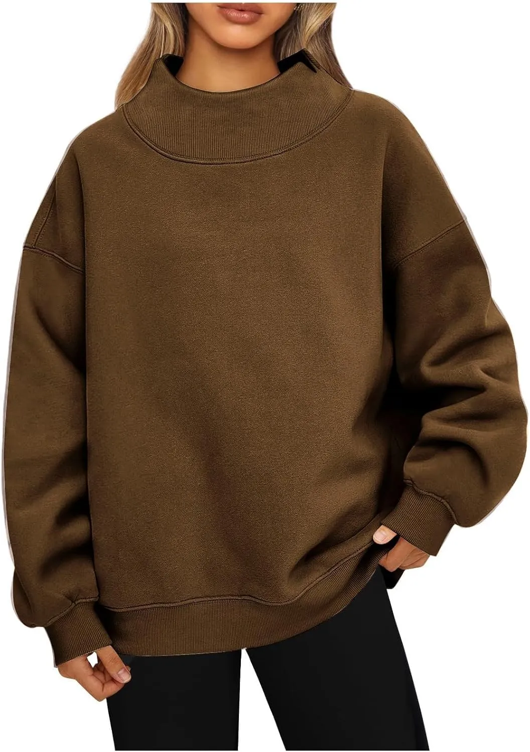 Ceboyel Fall Sweatshirts For Women 2023 Oversized Pullover Shirts High Neck Long Sleeve Tops Y2K Trendy Fashion Clothing