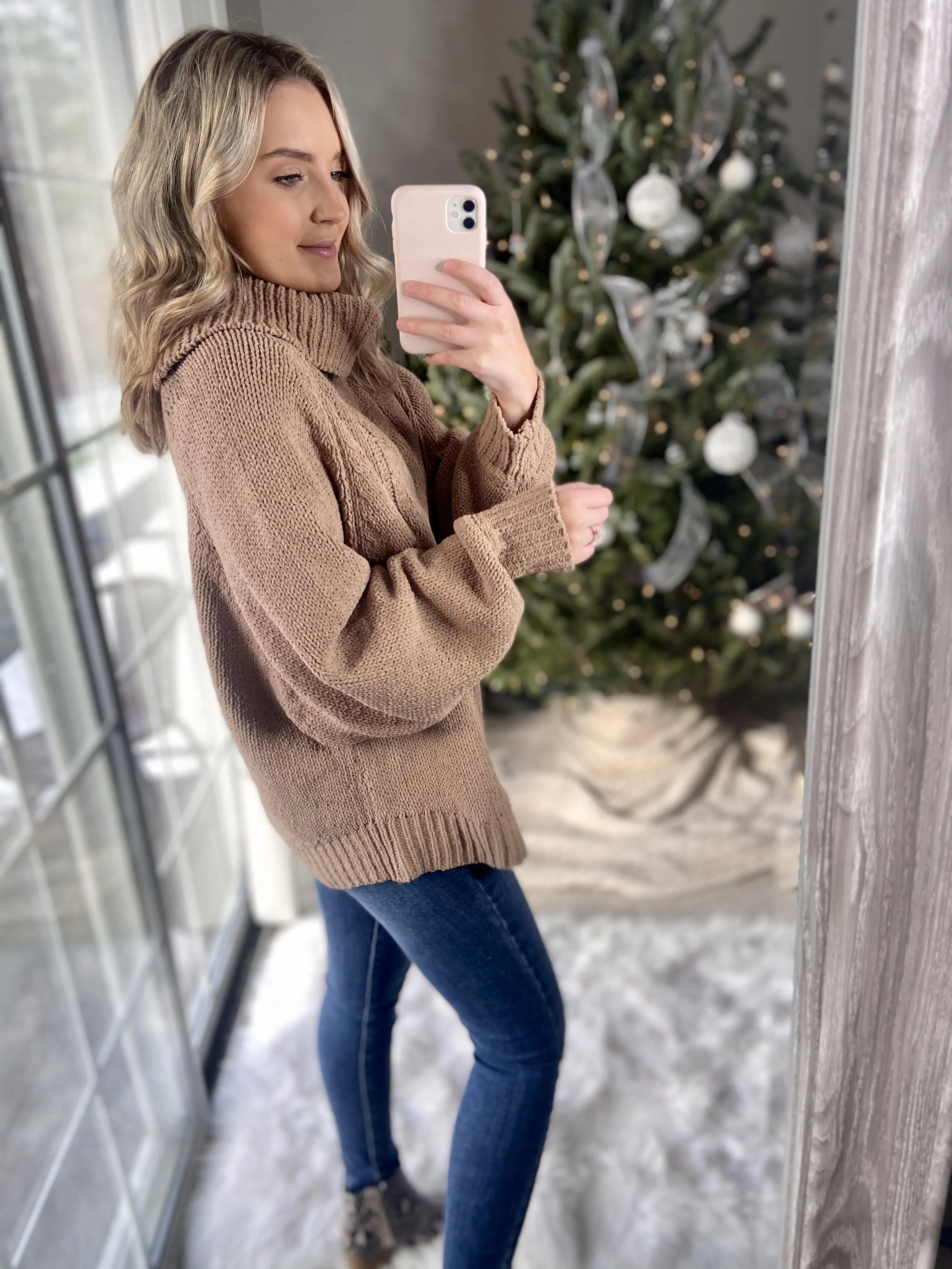 Chenille Cable Knit Turtleneck