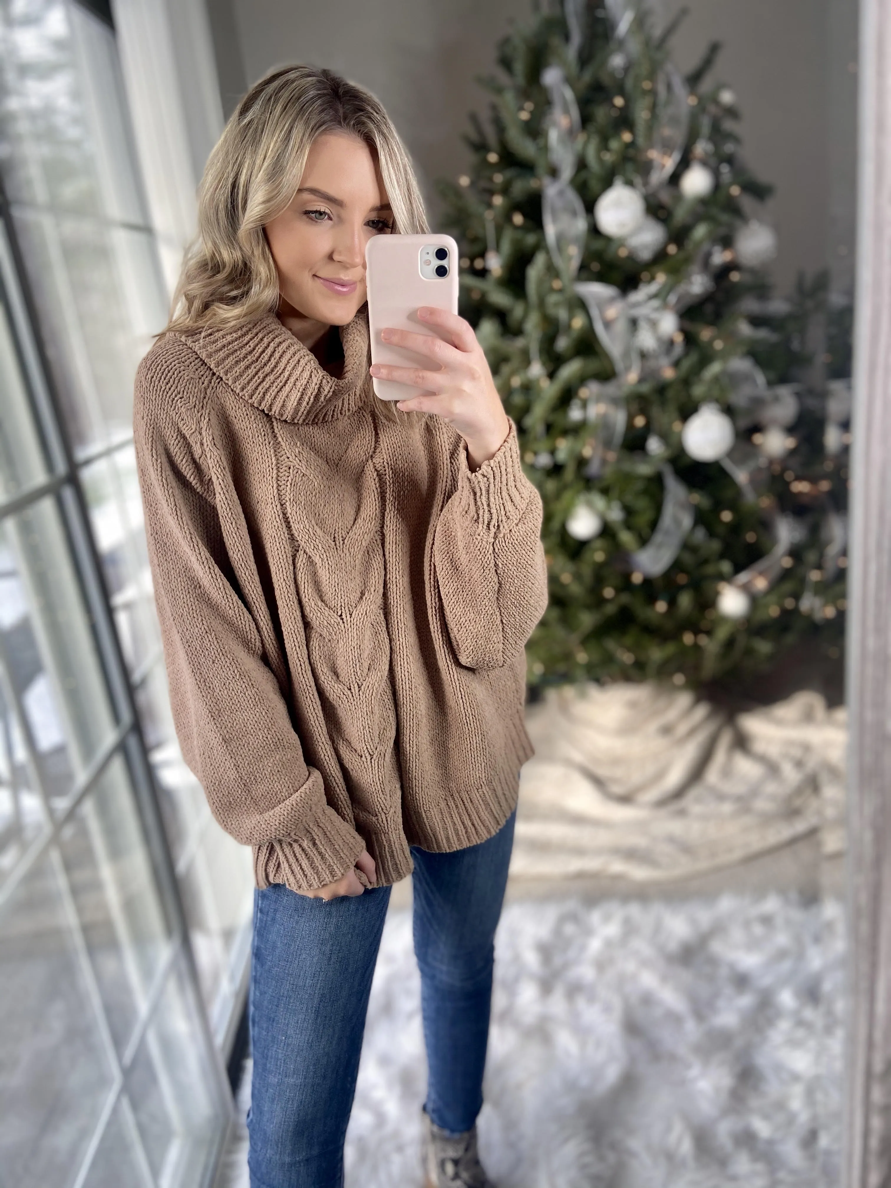 Chenille Cable Knit Turtleneck