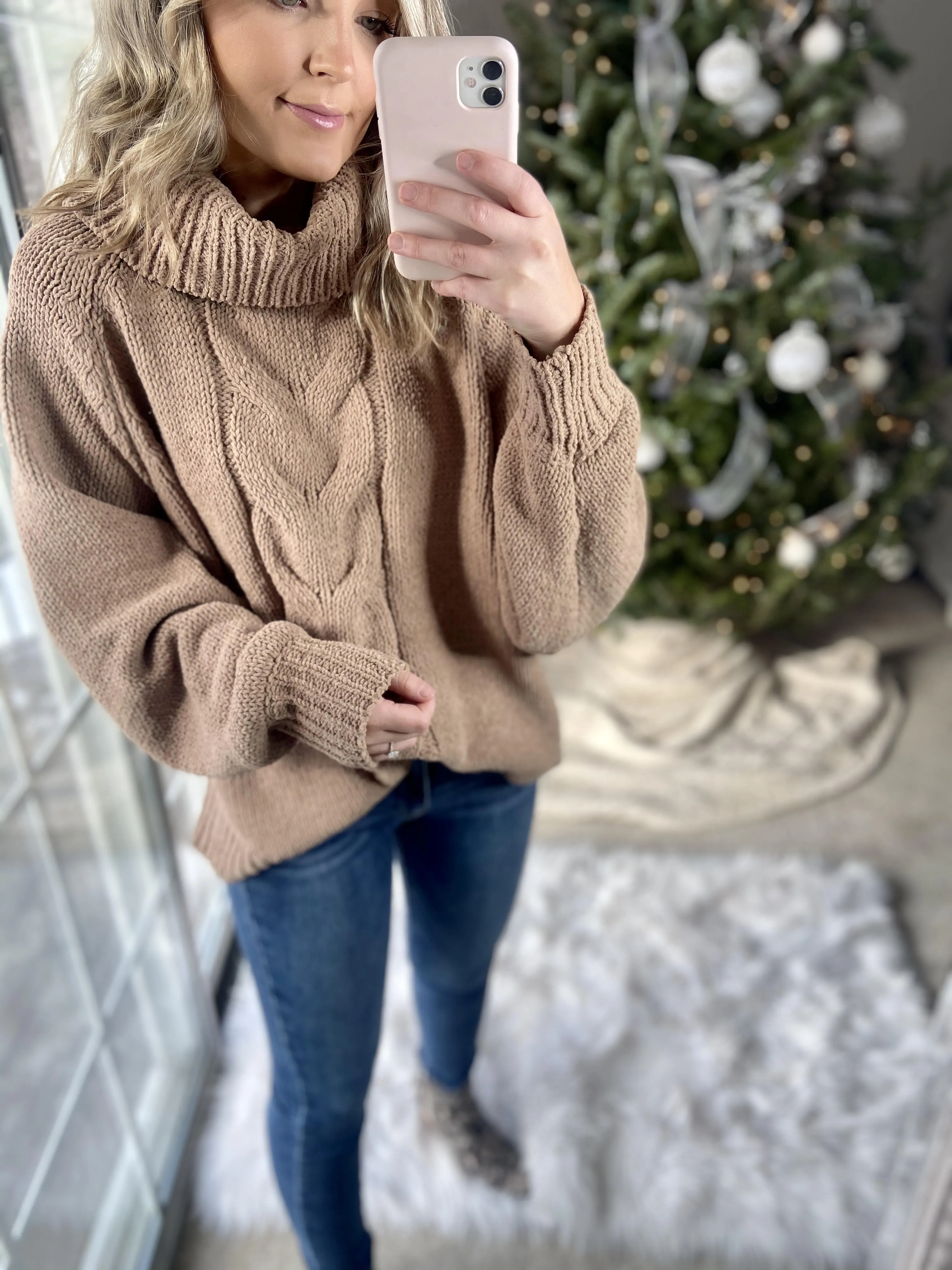 Chenille Cable Knit Turtleneck