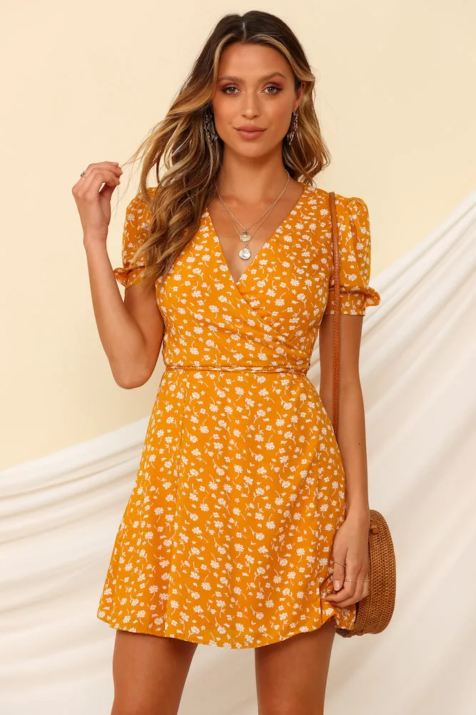 Cherry Pop Dress Mustard