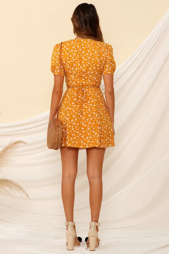 Cherry Pop Dress Mustard