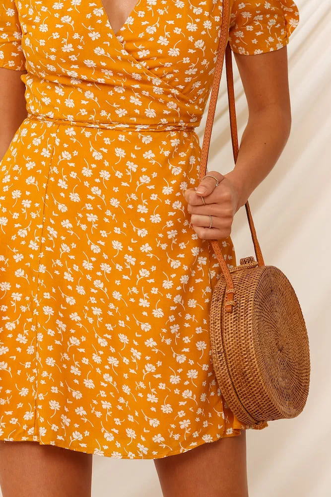 Cherry Pop Dress Mustard