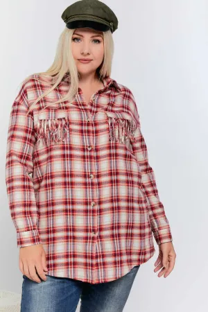 Davi And Dani Red Plaid Button Up Plus Shirt