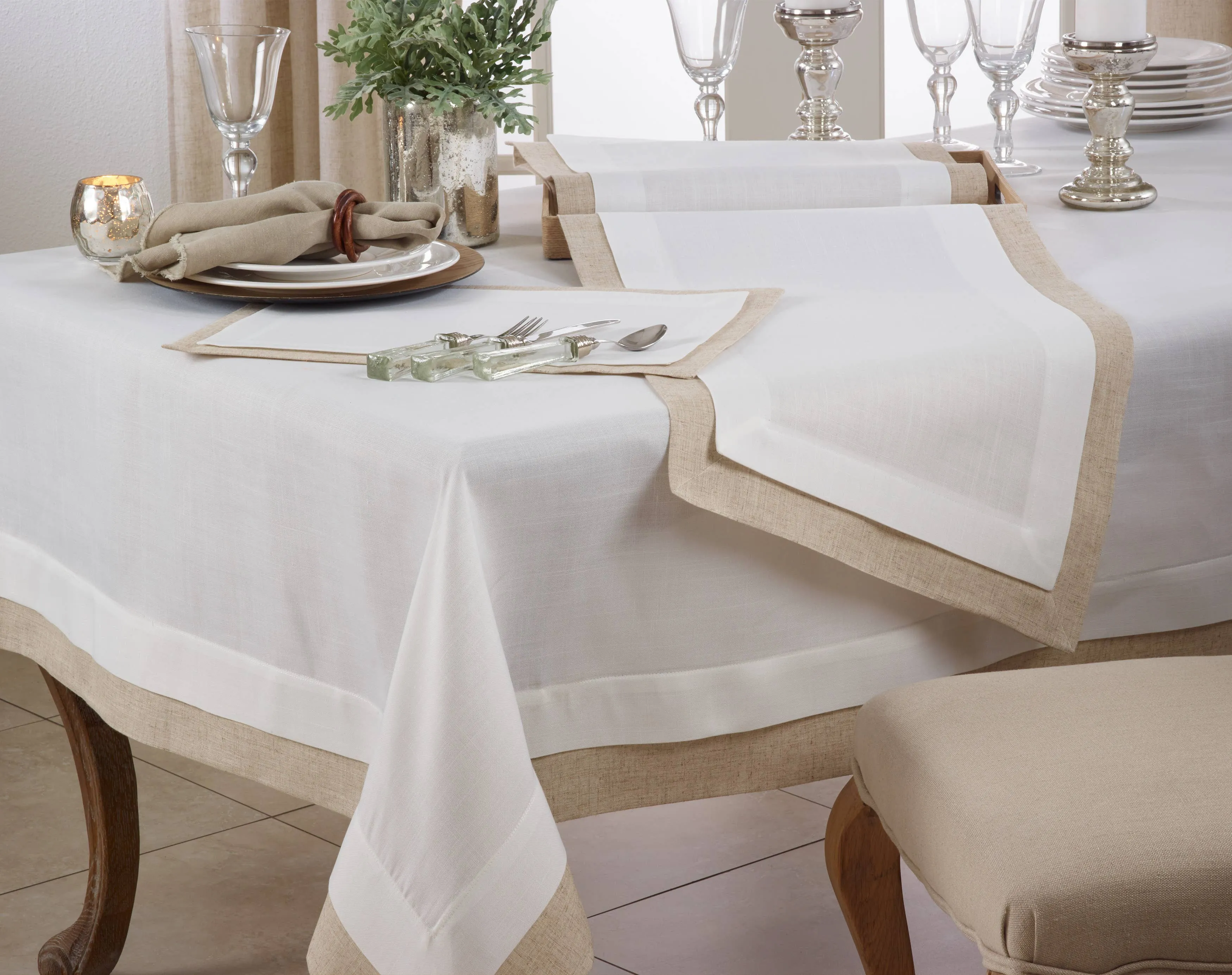 Double Layer Tablecloth: Ivory / 67"x180"