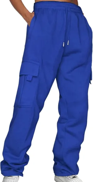 Fleece Sweatpants Waisted Loose Sweatpants Comfortable High Waisted Jogging Pants with Womens Wide Leg Sweatpants