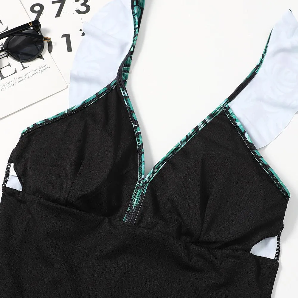 Floral Print Onesie | High Waist One-Piece Swimsuit with Padding