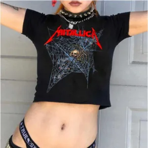 Getadme Goth Skeleton cobweb print grunge graphic short sleeve crop top y2k Harajuku Punk basic Tee Slim T-shirt dress sexy black