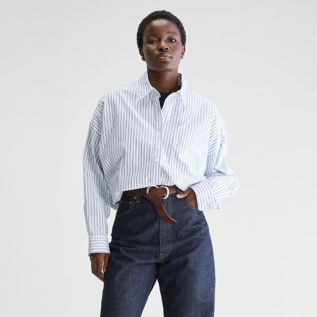 Graham Cropped Poplin Shirt (Iris Bloom   Natural)