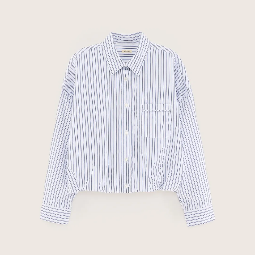 Graham Cropped Poplin Shirt (Iris Bloom   Natural)