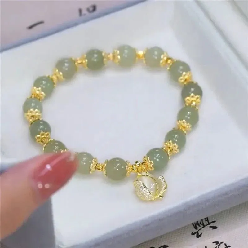 Jade Bracelet Leaves Double Layer