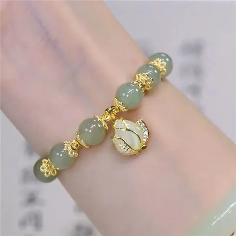 Jade Bracelet Leaves Double Layer