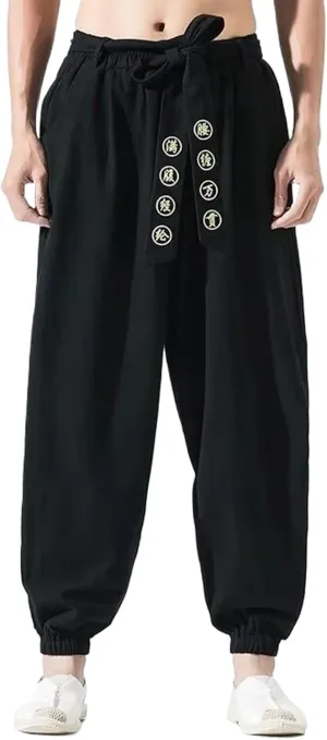 Japanese Casual Kimono Pants Loose Trousers Japan Men Traditional Harem Pants Male Embroidered Jogging Pants