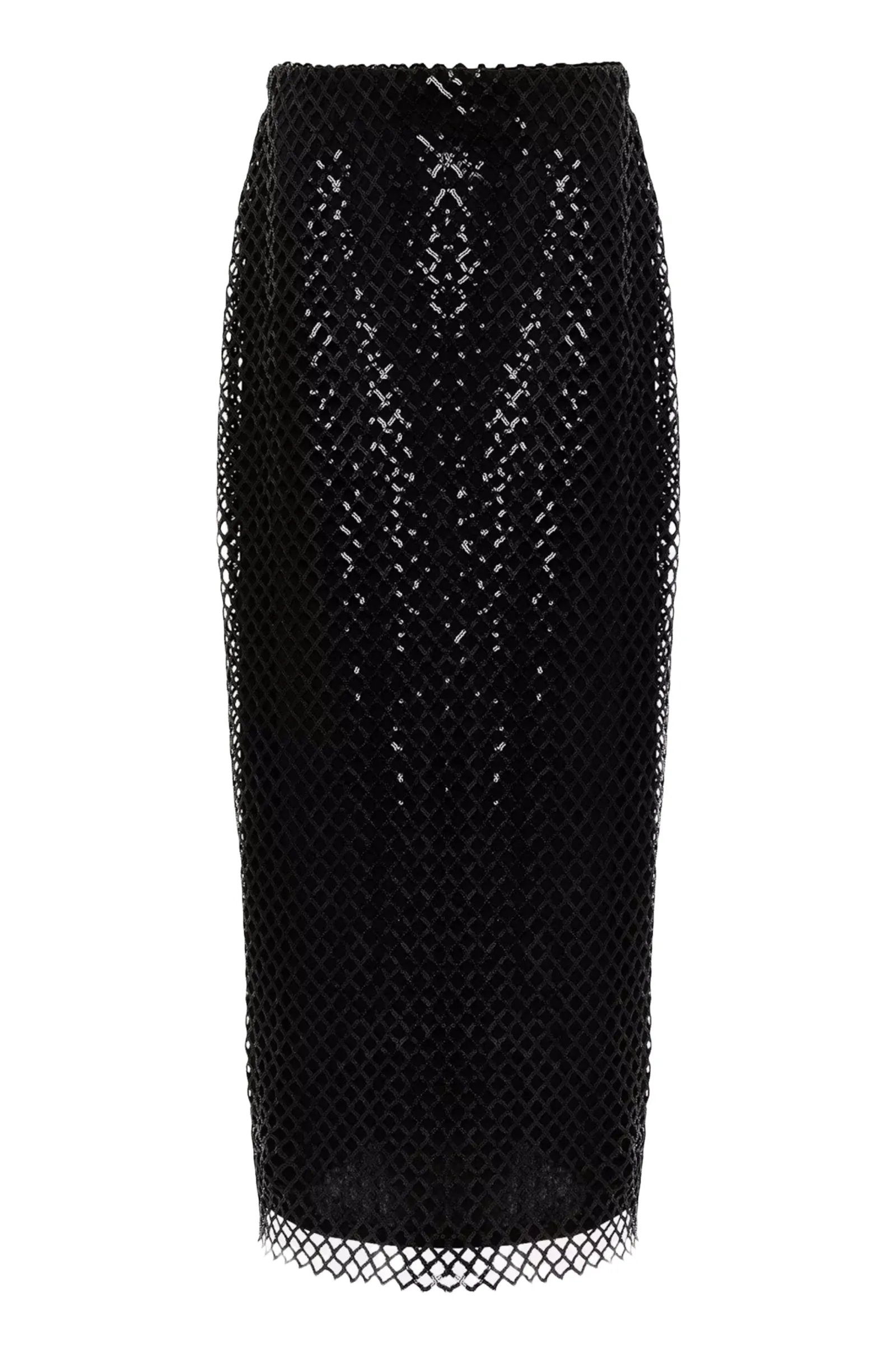 Mauve Black Mesh Sequin Midi Skirt