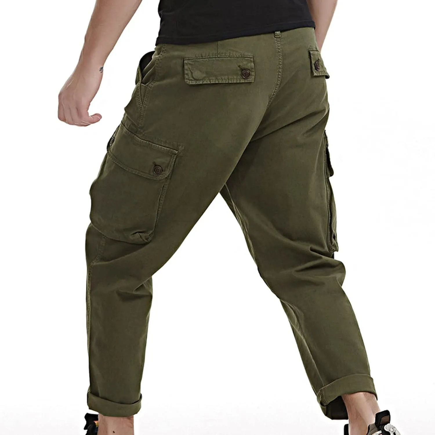 Mens Jean Cargo Pants Casual Tactical Pants Outdoor Slim Fit Overalls Trousers with Multi-Pockets Jogging Sweatpants