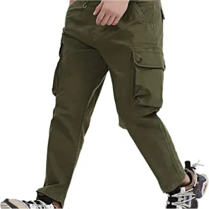 Mens Jean Cargo Pants Casual Tactical Pants Outdoor Slim Fit Overalls Trousers with Multi-Pockets Jogging Sweatpants
