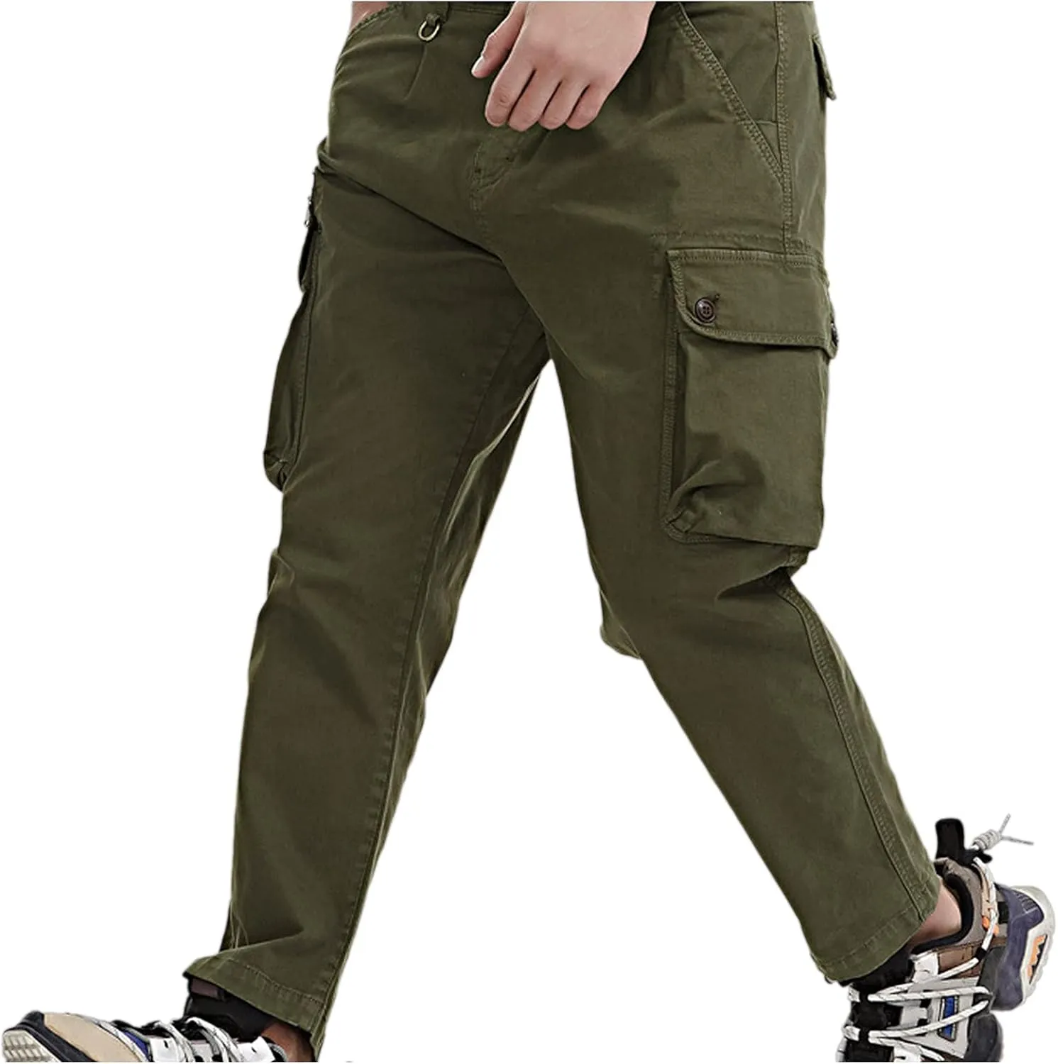 Mens Jean Cargo Pants Casual Tactical Pants Outdoor Slim Fit Overalls Trousers with Multi-Pockets Jogging Sweatpants