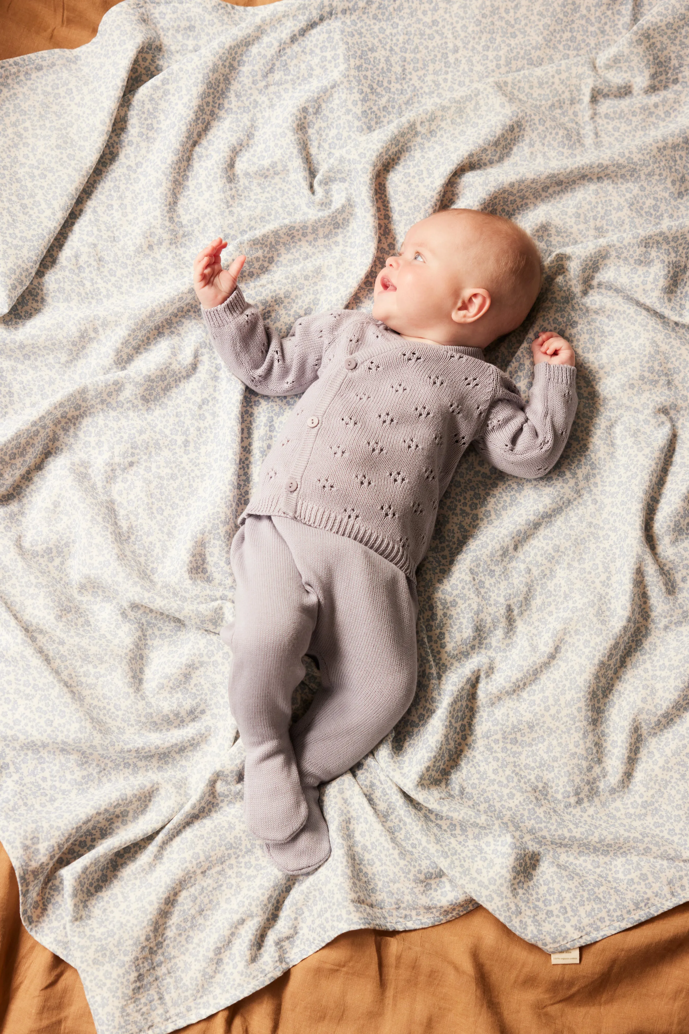 Nature Baby Honey Knit Cardigan - Lilac Pointelle