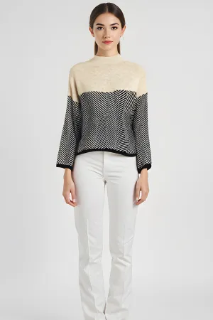 NORA | Two-Tone High-Neck Pullover