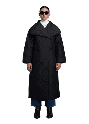 Quilted Long Coat Black