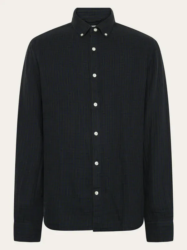Regular fit double layer shirt (Green Check) - Knowledge Cotton Apparel