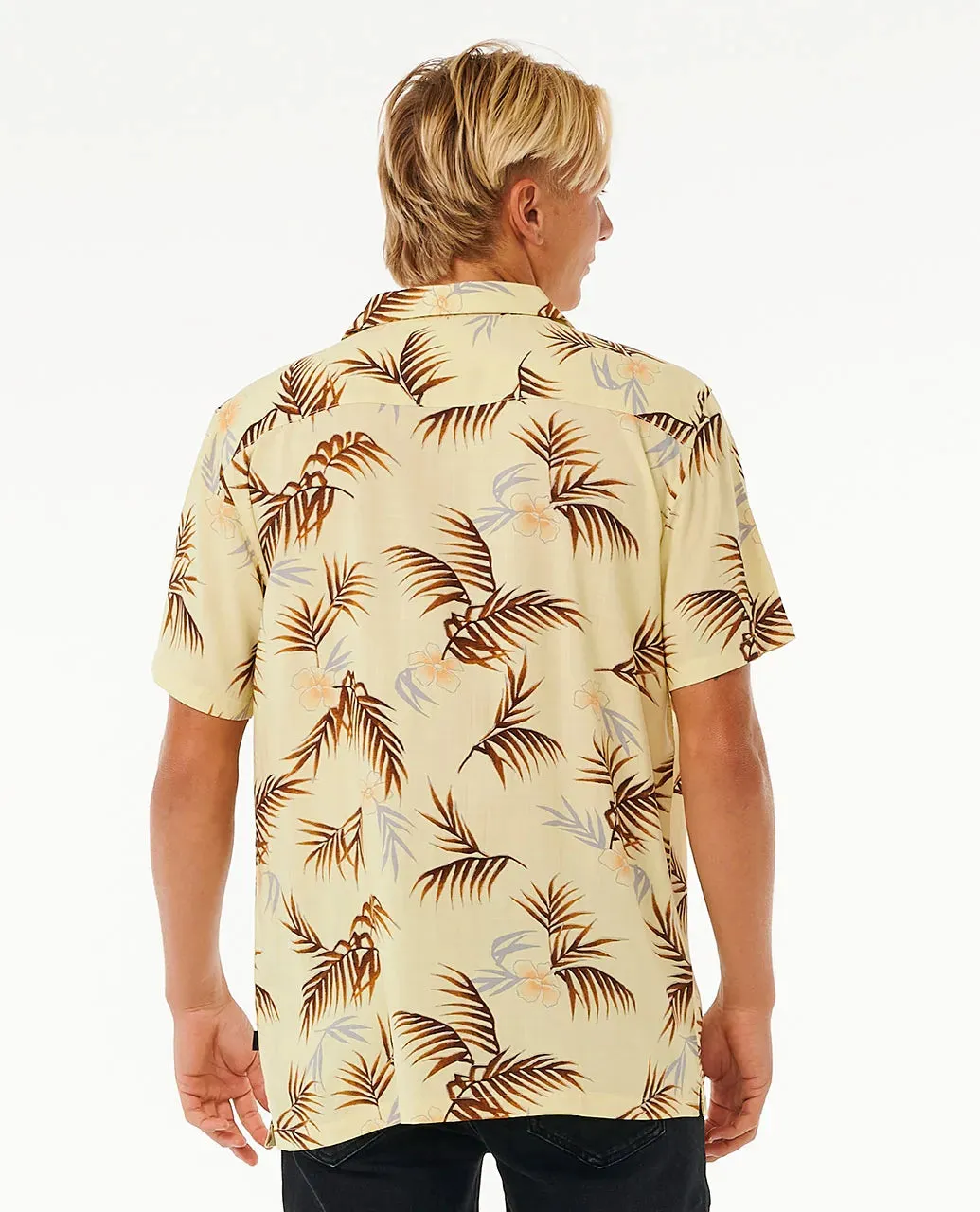 Rip Curl Men's Surf Revival Floral Short Sleeve Shirt Vintage Yellow 031MSH-8872