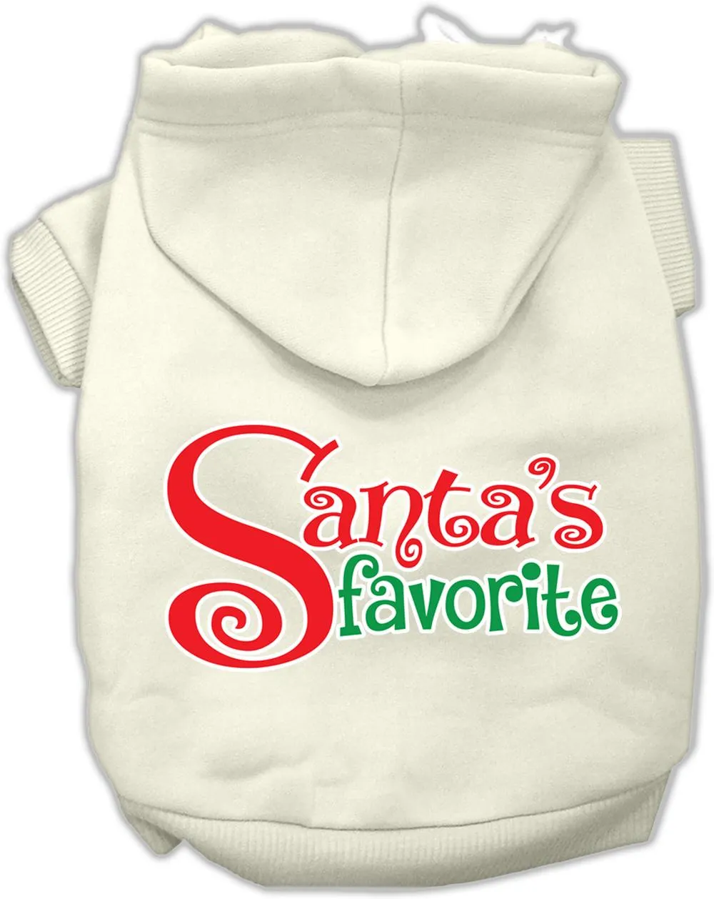 Santas Favorite Screen Print Pet Hoodie Cream Lg (14)
