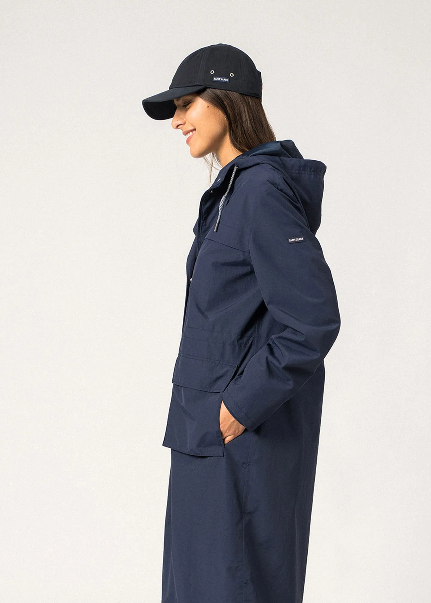Ste Delphine Long Raincoat  hooded (MARINE)