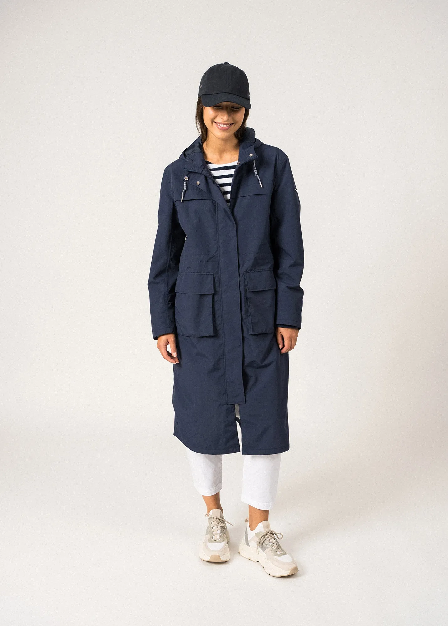 Ste Delphine Long Raincoat  hooded (MARINE)