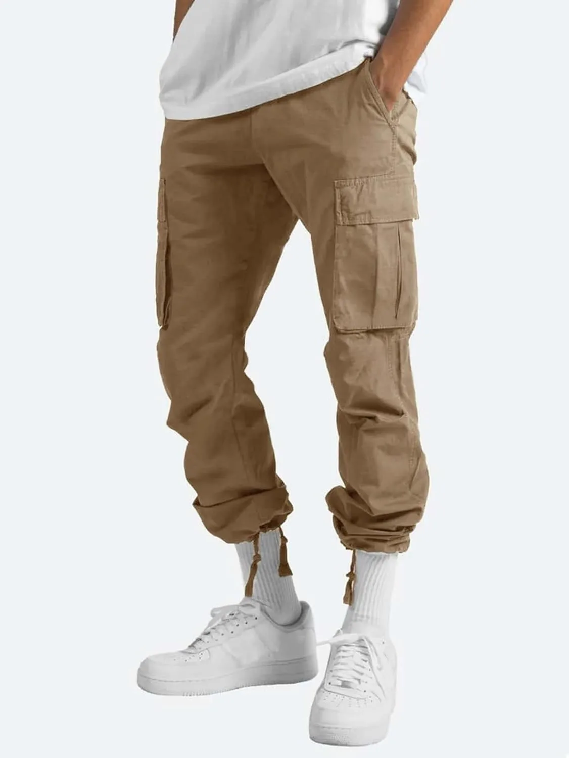 Thatrich Mens Cargo Pants Slim-Fit Casual Trousers Straight Leg Sweatpants Workout Running Pant Fall Sportswear for Jogging