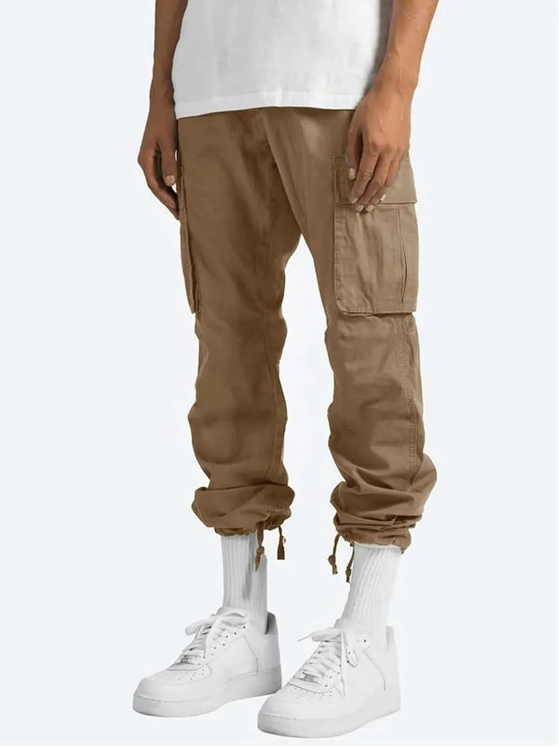 Thatrich Mens Cargo Pants Slim-Fit Casual Trousers Straight Leg Sweatpants Workout Running Pant Fall Sportswear for Jogging