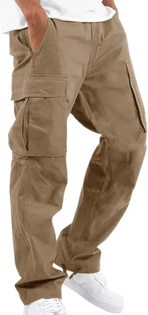 Thatrich Mens Cargo Pants Slim-Fit Casual Trousers Straight Leg Sweatpants Workout Running Pant Fall Sportswear for Jogging