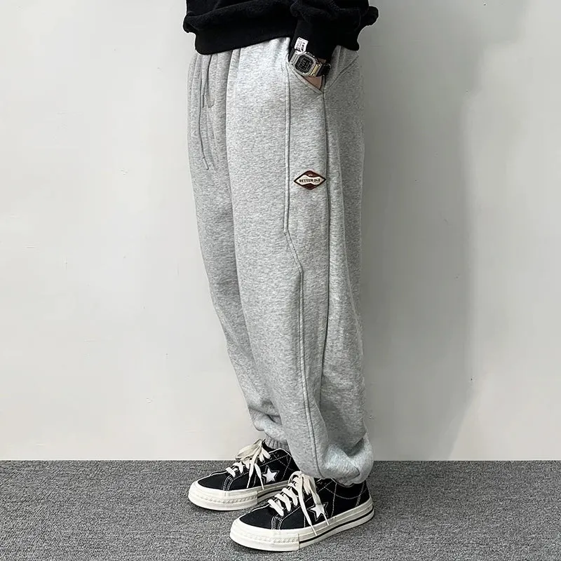 Wiaofellas  -  Winter Streetwear Fleece Jogging Pants Men Korean Fashion Sport Pants Thick Running Trousers Harajuku Men'S Clothing Joggers