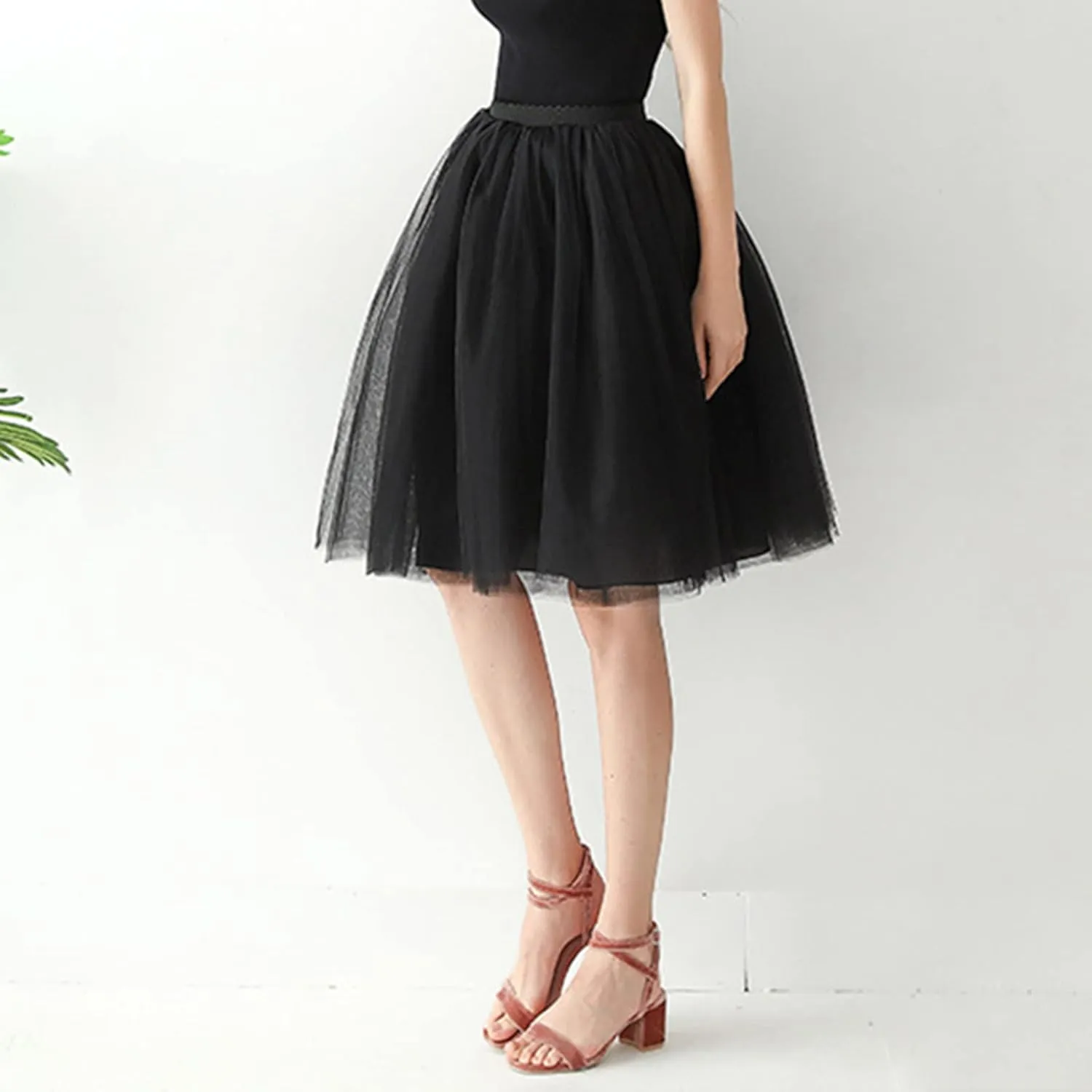 Women's A-Line High Waisted Midi Skirt Women's Tulle Skirt Short Gown Ballet Dance Dress Evening Hoop Skirt