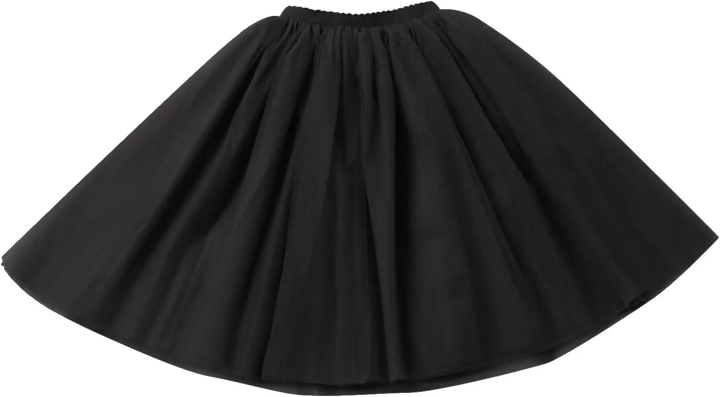 Women's A-Line High Waisted Midi Skirt Women's Tulle Skirt Short Gown Ballet Dance Dress Evening Hoop Skirt