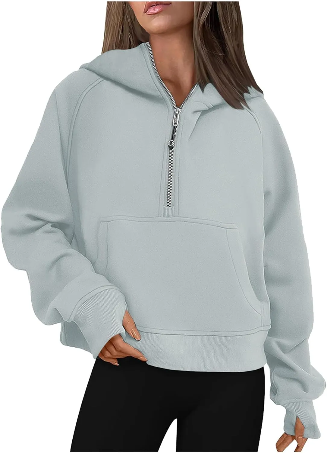 Womens Oversized High Neck Sweatshirt Zip Up Casual Long Sleeve Pullover Shirts Fall Winter Clothes Preppy Clothes