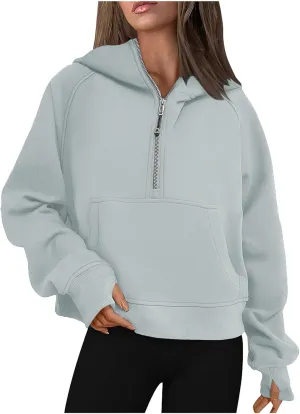 Womens Oversized High Neck Sweatshirt Zip Up Casual Long Sleeve Pullover Shirts Fall Winter Clothes Preppy Clothes
